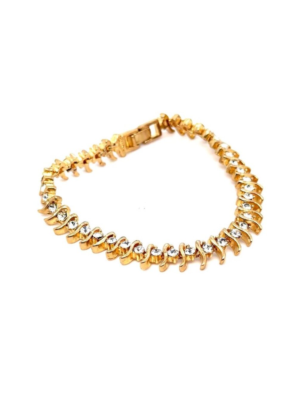 Gold Tone Cz Tennis S‎ Bracelet (d)